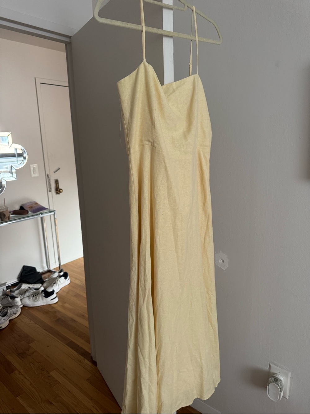 Wayf Pale Yellow Spaghetti Strap Maxi Dress